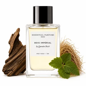 Decant de Bois Impérial by Essential Parfums, muestra en formato atomizador con acordes de maderas, especias y frescura aromática